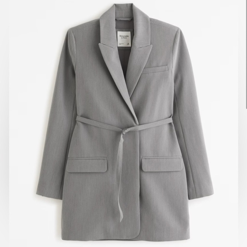 ABERCROMBIE SIDE-TIE BLAZERS MINI DRESS IN GREY - SMALL TALL